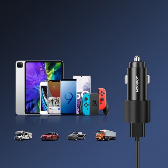 Alimentator JoyRoom Car Charger  - with RGB LED Lights, 2x USB 24W, 4.8A - Black JR-CL10