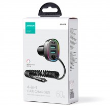 Alimentator JoyRoom Car Charger  - 2x USB, Type-C, RGB Lights, Fast Charging, 60W, with Cable Type-C - Black JR-CL19