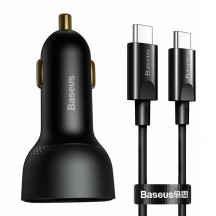 Alimentator Baseus Car Charger  - USB, Type-C, 100W, 5A, with Cable Type-C to Type-C - Black TZCCZX-01