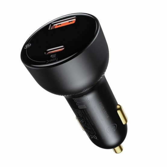 Alimentator Baseus Car Charger  - USB, Type-C, 100W, 5A, with Cable Type-C to Type-C - Black TZCCZX-01