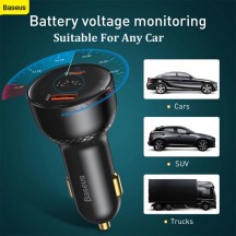 Alimentator Baseus Car Charger  - USB, Type-C, 100W, 5A, with Cable Type-C to Type-C - Black TZCCZX-01
