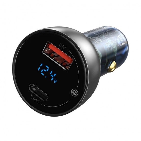 Alimentator Baseus Car Charger  - Type-C PD65W, USB QC4.0 - Clear CCKX-C0A