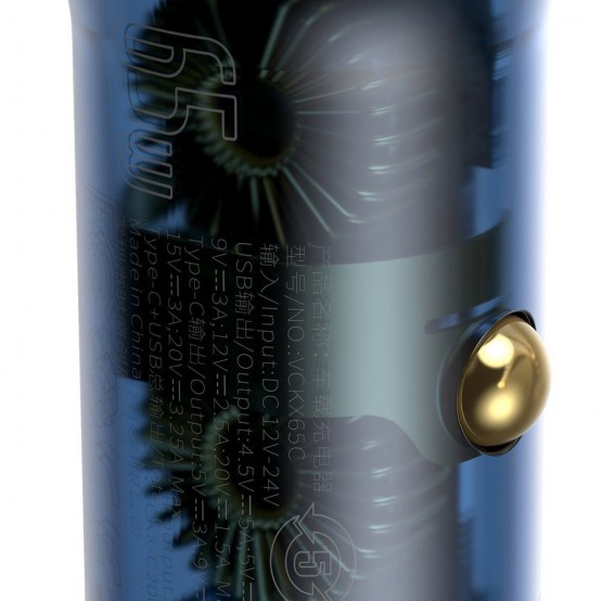 Alimentator Baseus Car Charger  - Type-C PD65W, USB QC4.0 - Clear CCKX-C0A