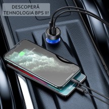 Alimentator Baseus Car Charger  - Type-C PD65W, USB QC4.0 - Clear CCKX-C0A
