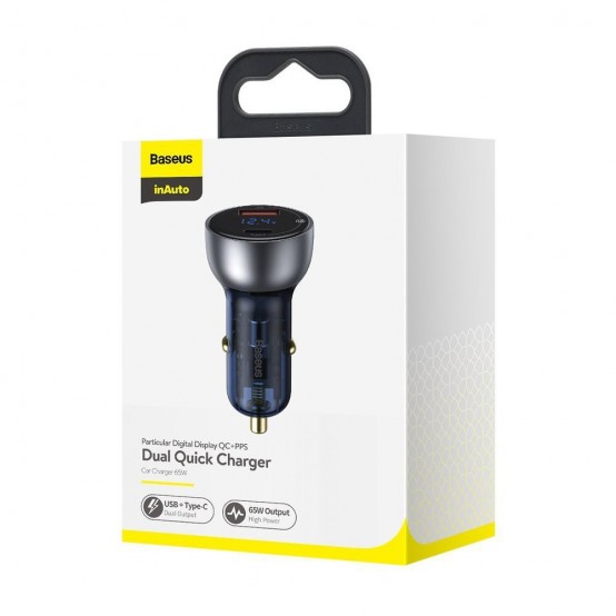 Alimentator Baseus Car Charger  - Type-C PD65W, USB QC4.0 - Clear CCKX-C0A