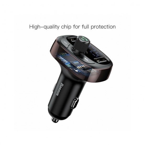 Alimentator Baseus T Typed S-09 Bluetooth Mp3 Car Charger - Coffee