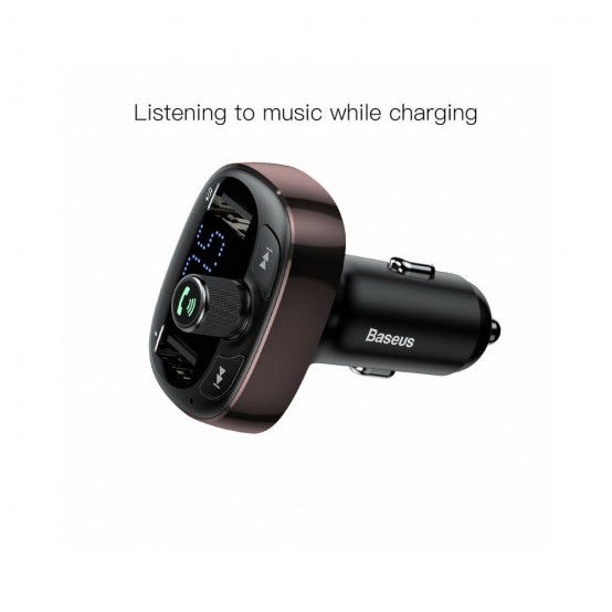 Alimentator Baseus T Typed S-09 Bluetooth Mp3 Car Charger - Coffee
