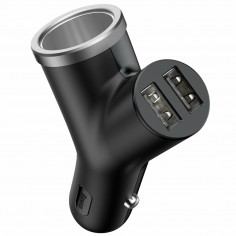 Alimentator Baseus Car Charger  - Y-Type Dual USB, Cigarette Lighter Socket, 3.4A - Black CCALL-YX01