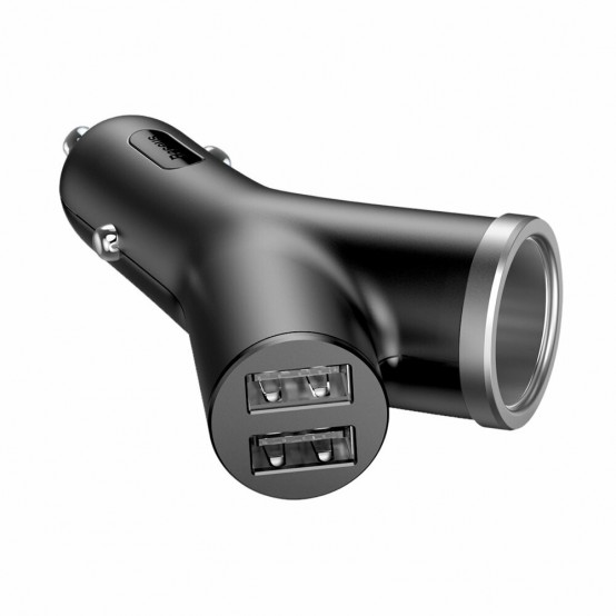 Alimentator Baseus Car Charger  - Y-Type Dual USB, Cigarette Lighter Socket, 3.4A - Black CCALL-YX01