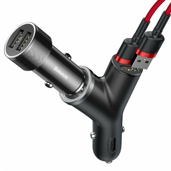 Alimentator Baseus Car Charger  - Y-Type Dual USB, Cigarette Lighter Socket, 3.4A - Black CCALL-YX01