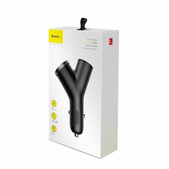 Alimentator Baseus Car Charger  - Y-Type Dual USB, Cigarette Lighter Socket, 3.4A - Black CCALL-YX01