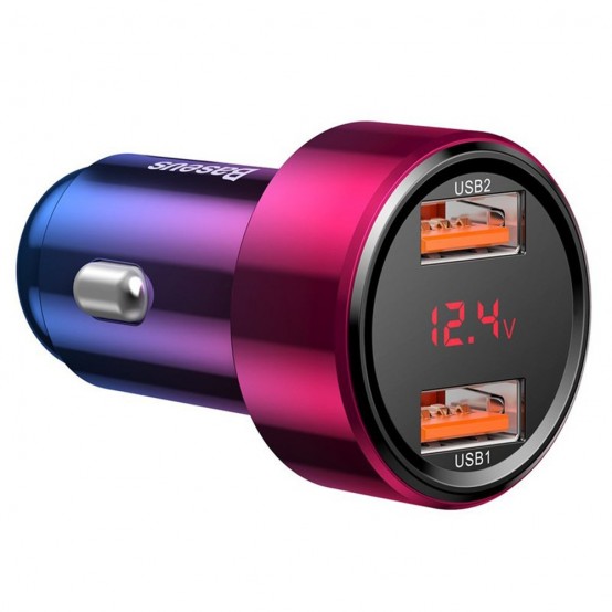 Alimentator Baseus Car Charger Magic Series  - LED DIsplay, 2x USB QC 3.0, 6A, 45W - Red CCMLC20A-09