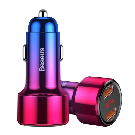 Alimentator Baseus Car Charger Magic Series  - LED DIsplay, 2x USB QC 3.0, 6A, 45W - Red CCMLC20A-09