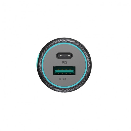 Alimentator JoyRoom Car Charger  - USB, Type-C, Button Switch, Fast Charging, 3A, 60W - Black JR-CCN01