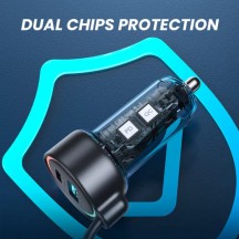 Alimentator JoyRoom Car Charger  - USB, Type-C, RGB Lights, Fast Charging 45W, with Cable Lightning, 1.5m - Black JR-CL08