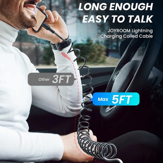 Alimentator JoyRoom Car Charger  - USB, Type-C, RGB Lights, Fast Charging 45W, with Cable Lightning, 1.5m - Black JR-CL08