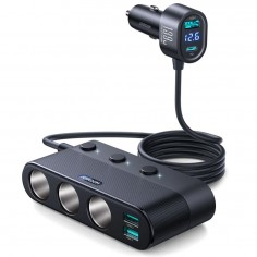 Alimentator JoyRoom Car Charger  - Ports Extensions with 3x Cigarette Lighter, 3x USB, Type-C, Fast Charging, 139W - Black JR-C