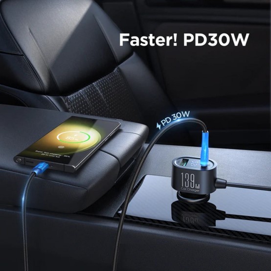 Alimentator JoyRoom Car Charger  - Ports Extensions with 3x Cigarette Lighter, 3x USB, Type-C, Fast Charging, 139W - Black JR-C