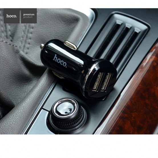 Alimentator Hoco Car Charger  - 2xUSB-A, 10.5W, 2.1A - Black Z1