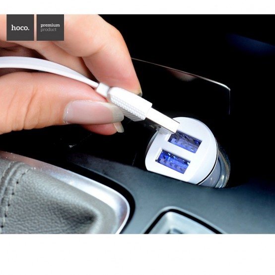 Alimentator Hoco Car Charger  - 2xUSB-A, 10.5W, 2.1A - Black Z1