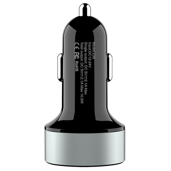Alimentator Hoco Car Charger High Praise  - 2xUSB-A, 10.5W, 2.1A - Black Z26