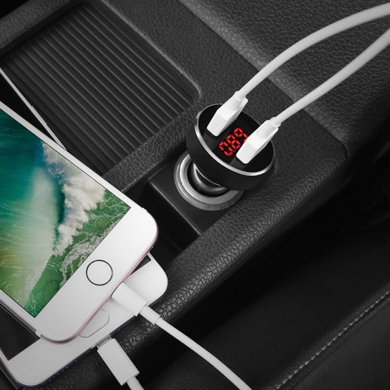 Alimentator Hoco Car Charger High Praise  - 2xUSB-A, 10.5W, 2.1A - Black Z26