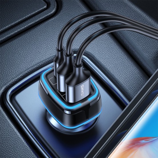 Alimentator USAMS Car Charger C24  - Triple Port,  2xUSB-A, Type-C, 80W, 3A - Black US-CC126