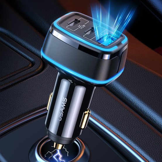 Alimentator USAMS Car Charger C24  - USB, 2xUSB-C, PD, 105W, 4A - Black US-CC141