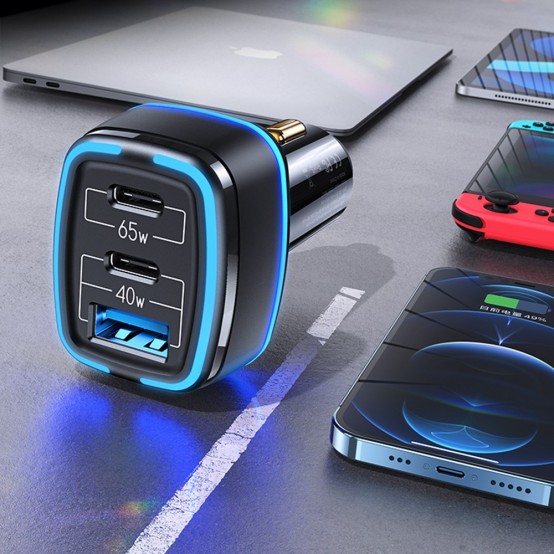 Alimentator USAMS Car Charger C24  - USB, 2xUSB-C, PD, 105W, 4A - Black US-CC141