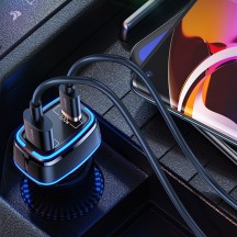 Alimentator USAMS Car Charger C24  - Dual Port, USB-A, Type-C, 120W, 5A - Black US-CC142