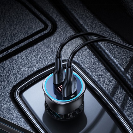 Alimentator USAMS Car Charger C26  - Dual Port, USB-A, Type-C PD95W, 3.25A - Gray US-CC146