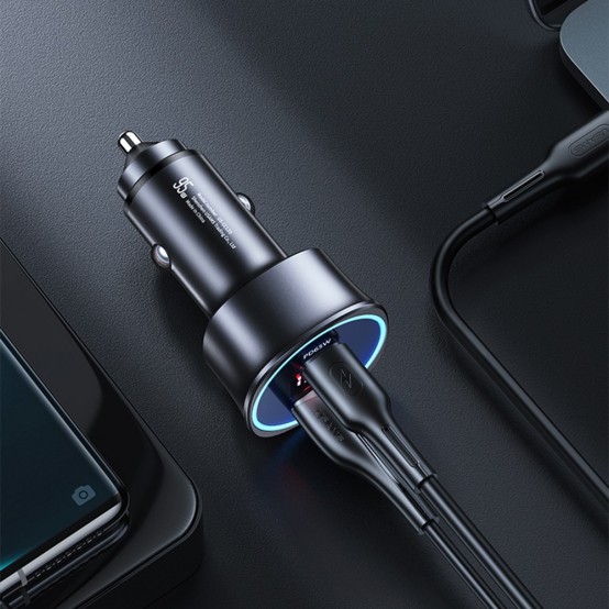 Alimentator USAMS Car Charger C26  - Dual Port, USB-A, Type-C PD95W, 3.25A - Gray US-CC146