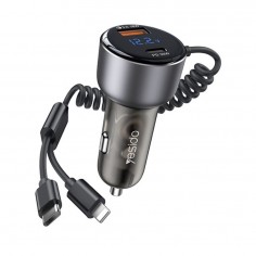 Alimentator Yesido Car Charger  - USB, Type-C, with Cable Lightning, Type-C, Fast Charging, 60W, 120cm - Grey Y58