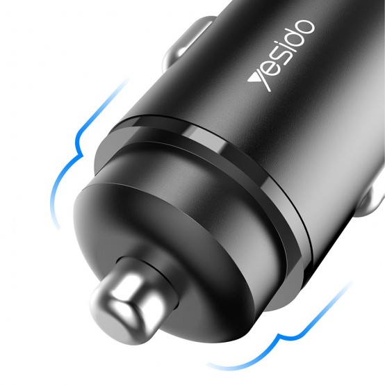 Alimentator Yesido Car Charger  - USB-A, QC 3.0 18W and Type-C, PD, 18W, 3A - Black Y35