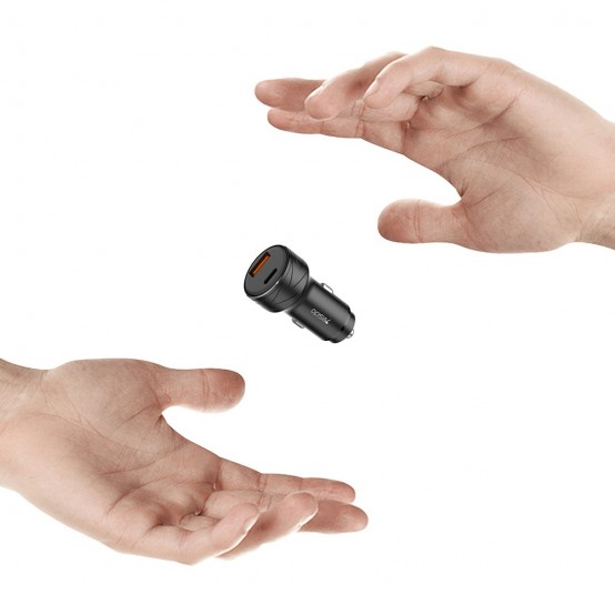 Alimentator Yesido Car Charger  - USB-A, QC 3.0 18W and Type-C, PD, 18W, 3A - Black Y35