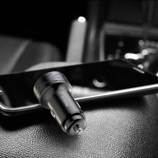 Alimentator Yesido Car Charger  - USB-A, QC 3.0 18W and Type-C, PD, 18W, 3A - Black Y35