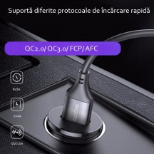 Alimentator Yesido Car Charger  - USB, QC3.0, FCP, AFC, 18W, 3A - Black Y38