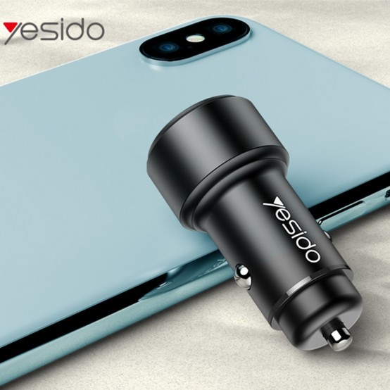 Alimentator Yesido Car Charger  - USB, QC 3.0 18W, Type-C, PD, 24W, 3A - Black Y42