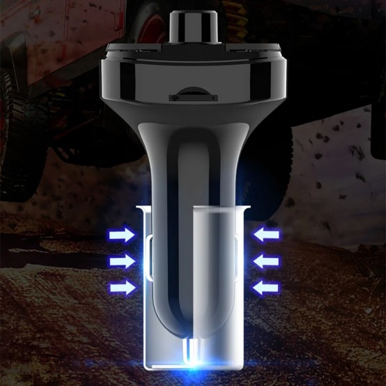 Alimentator Yesido Car Charger  - with FM Transmitter, 2xUSB-A, Type-C, LED Display, RGB Light, 18W - Black Y45