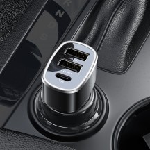 Alimentator Yesido Car Charger  - Dual USB, Type-C, Fast Charging, 49W, Aluminum Alloy - Black Y47