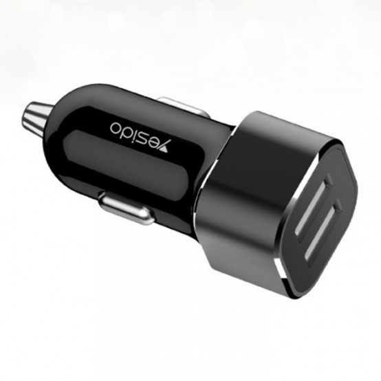 Alimentator Yesido Car Charger  - Dual USB-A with LED Lights, 2.4A - Black Y27