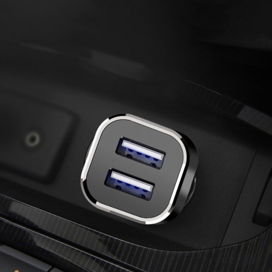 Alimentator Yesido Car Charger  - Dual USB-A with LED Lights, 2.4A - Black Y27