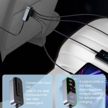 Alimentator Yesido Car Charger  - Ports Extensions, 3x USB, 2x Type-C, QC3.0, 97W, Ambiental Light - Black Y53