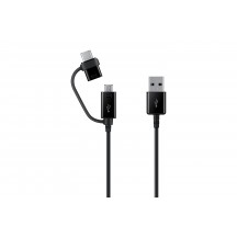 Alimentator Samsung Original Car Charger  - 2x USB, Fast Charge, 15W, 2A, with Cable Type-C - Black (Blister Packing) EP-L1100W