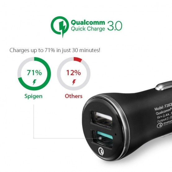 Alimentator  Car Charger  - 2xUSB-A, QC 3.0, 2.4A - Black F27QC