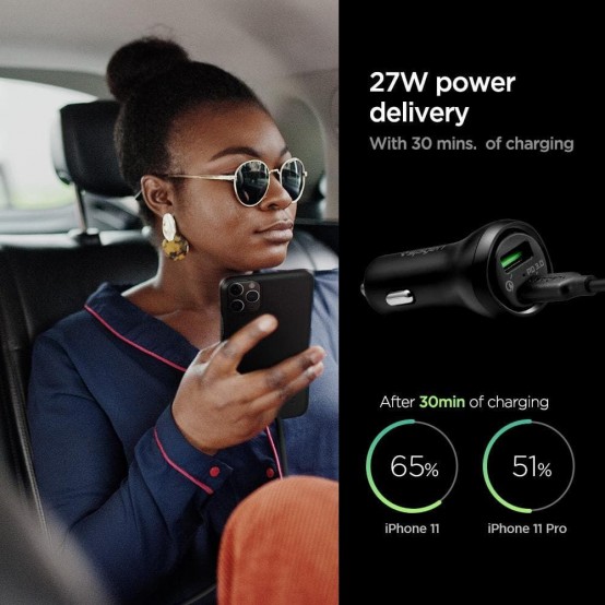 Alimentator  Car Charger SteadiBoost  - USB, Type-C, Universal Compatibility, 27W - Black F31QC