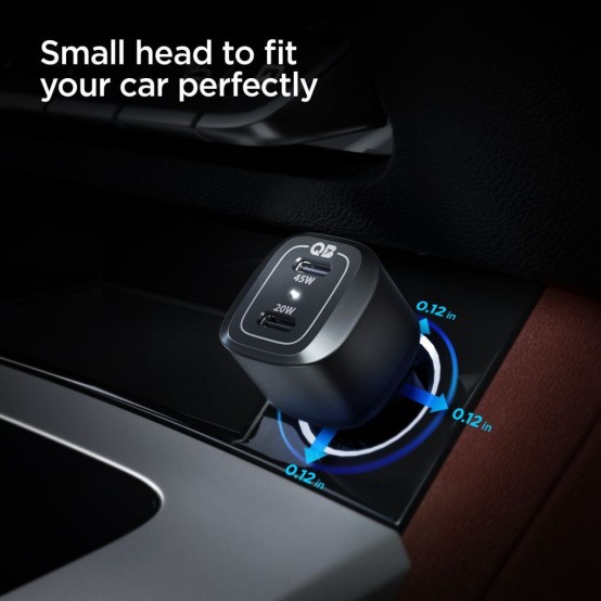 Alimentator  Car Charger  - 2xUSB-C,QC 3.0, 45W - Black PC2000