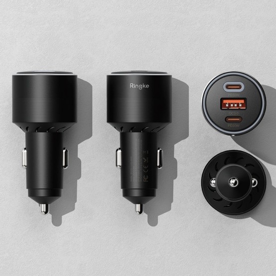 Alimentator  Car Charger - USB, 2x Type-C, PD30W, QC3.0, with Ambiental Light - Black