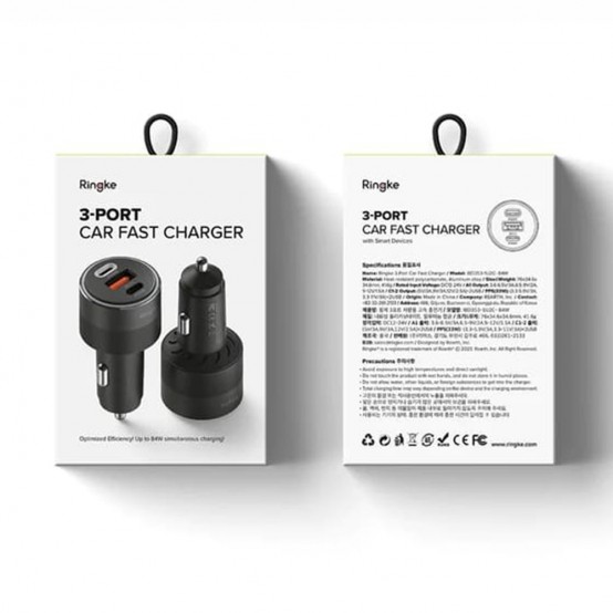 Alimentator  Car Charger - USB, 2x Type-C, PD30W, QC3.0, with Ambiental Light - Black