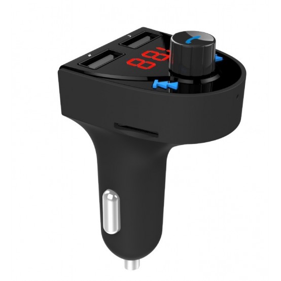 Modulator FM Gembird 3-in-1 Bluetooth carkit with FM-radio transmitter and USB 3.1 A charger, black BTT-03
